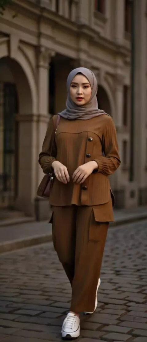 AI Video from prompt: fashion model walking confidently then pausing f