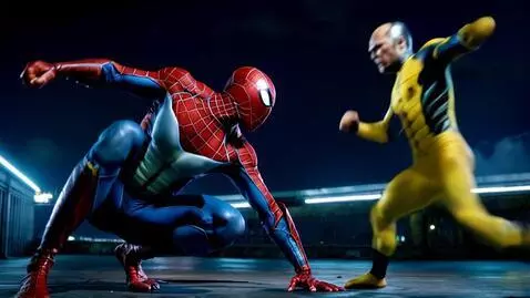 AI Video from prompt: A dynamic battle scene of Spider-Man and Bruce L