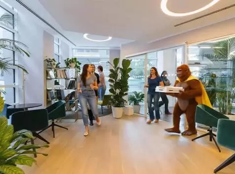 AI Video from prompt: create a vibrant active office with the people t