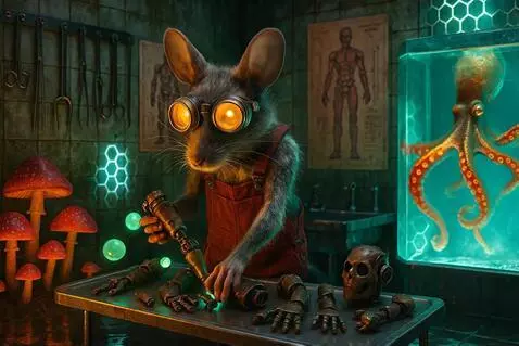 AI Video from prompt: With slow movement, the rat carefully picks up a