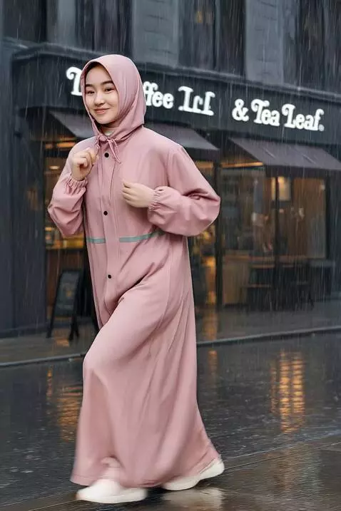 AI Video from prompt: wanita ini sedang berlari kehujanan