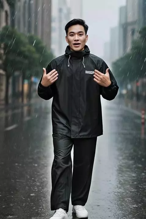 AI Video from prompt: pria ini sedang berjalan dan mempromosikan jas h