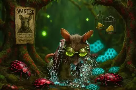 AI Video from prompt: The rat stands slowly and rips the poster into p