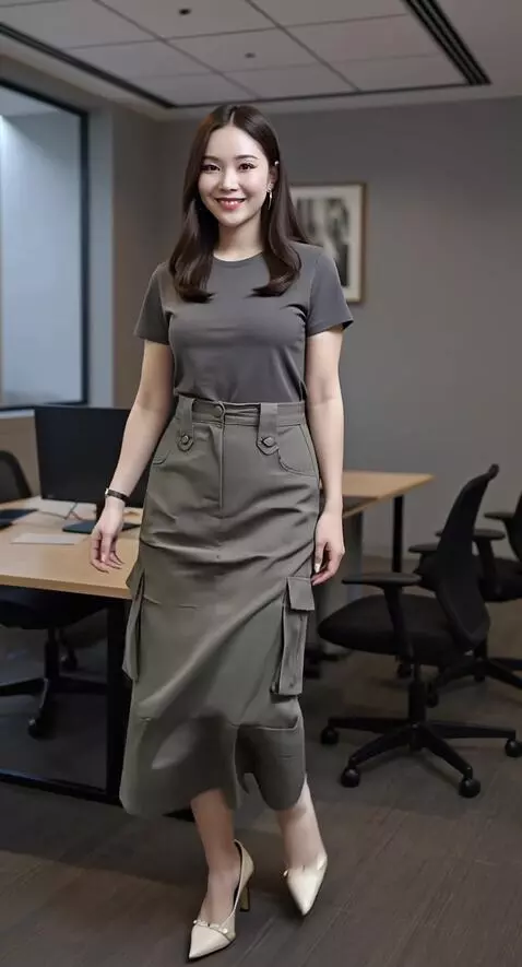 AI Video from prompt: model tersenyum dan berjalan pelan seperti seora