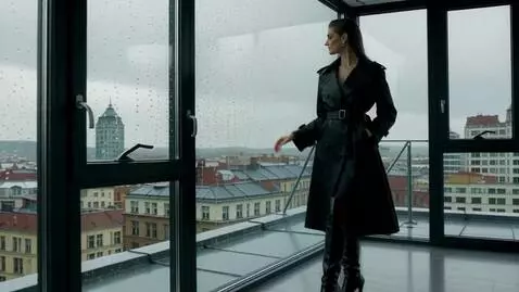 AI Video from prompt: A cold, rainy afternoon in Milan. The city glist