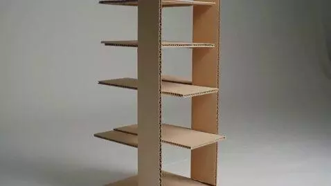 AI Video from prompt: A blank, white, shiny, vertical cardboard stand 