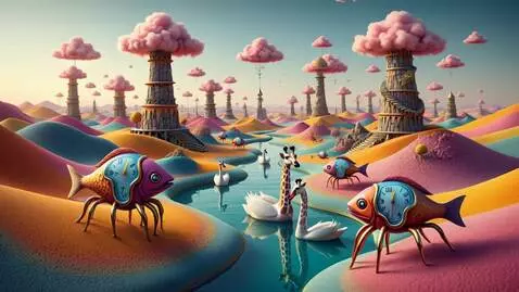 AI Video from prompt: swans with a giraffe's neck floating on a reflec