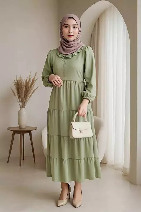 AI Video from prompt: a woman like a model is reviewing the clothes sh