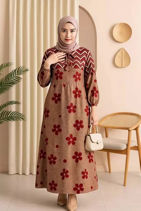 AI Video from prompt: a woman like a model is reviewing the clothes sh