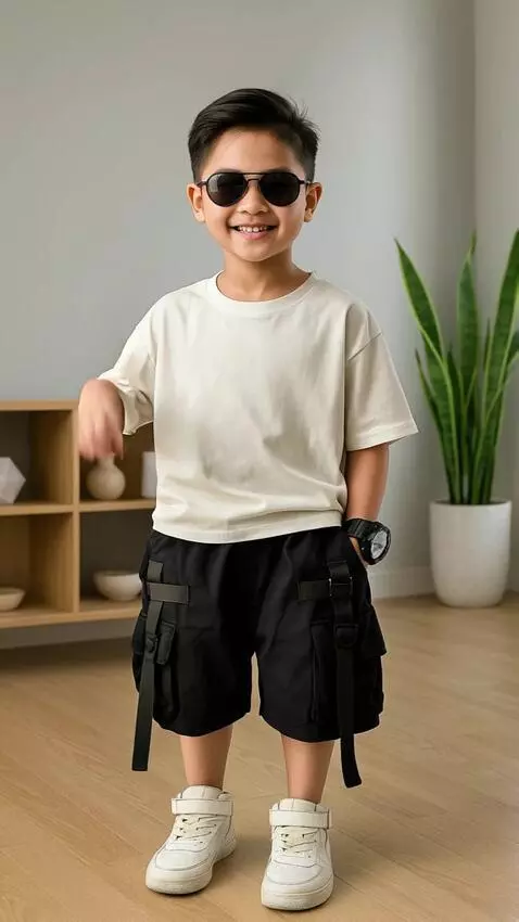 AI Video from prompt: Model tersebut tersenyum ramah merapikan rambutn