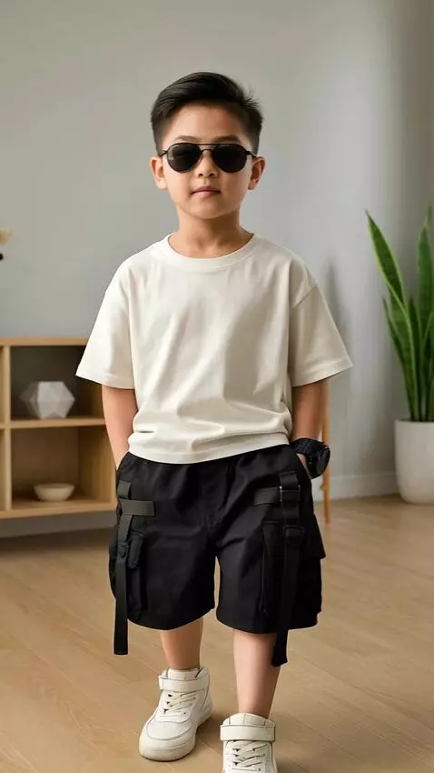 AI Video from prompt: Model tersebut berjalan ke depan dengan keren ke