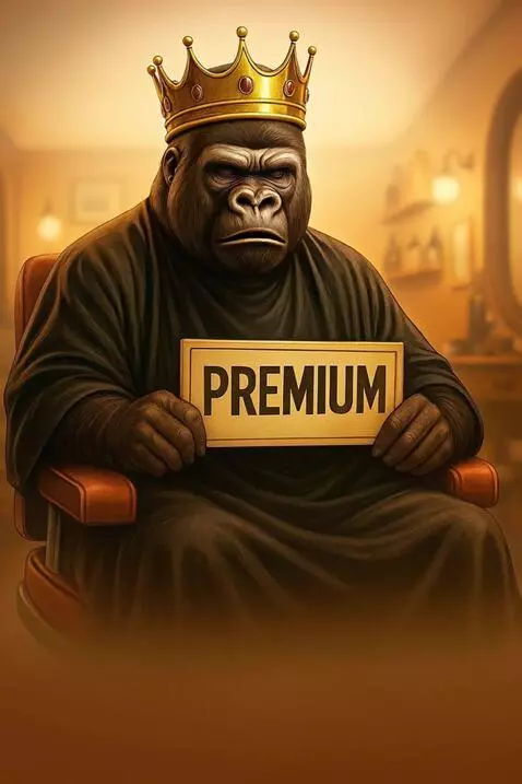 AI Video from prompt: The gorilla blinks slowly, breathes gently, and 