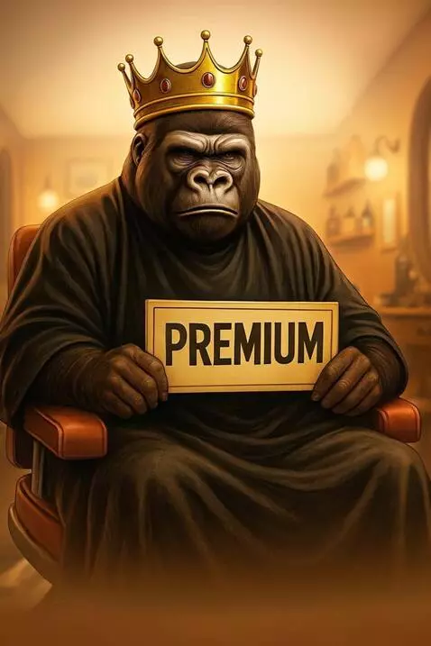 AI Video from prompt: An imposing gorilla wearing a crown sits regally