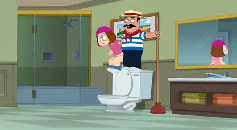 AI Video from prompt: Meg Griffin Eye Closed Teeth Big Push Harder Bel