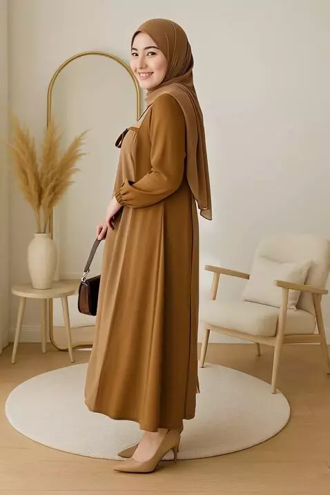 AI Video from prompt: a woman like a model is reviewing the clothes sh