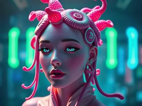 AI Video from prompt: The girl looks at the camera, the hair on her he