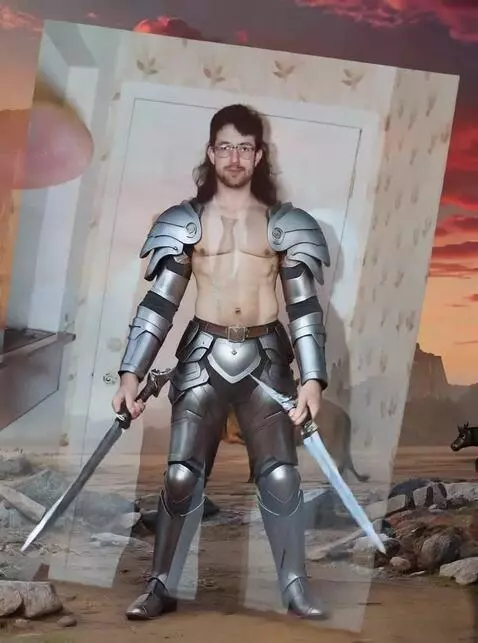 AI Video from prompt: Standing in a barren wasteland,  bare chested wi