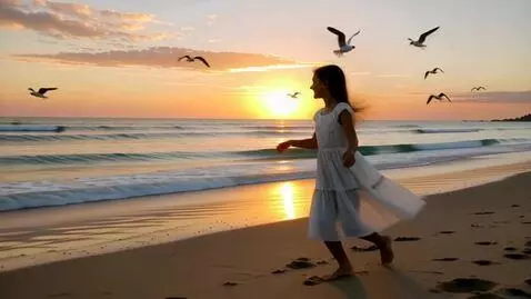 AI Video from prompt: yong gurl dancing on beach