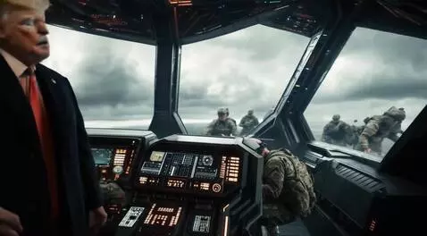 AI Video from prompt: Donald Trump in an aerospace and calling for res