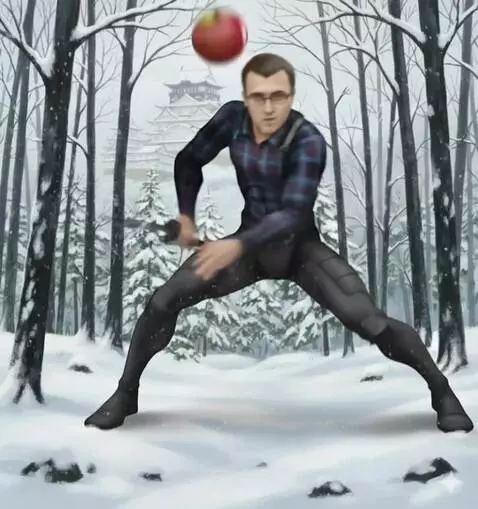 AI Video from prompt: Статичная камера. Падает снег. В человека летит 