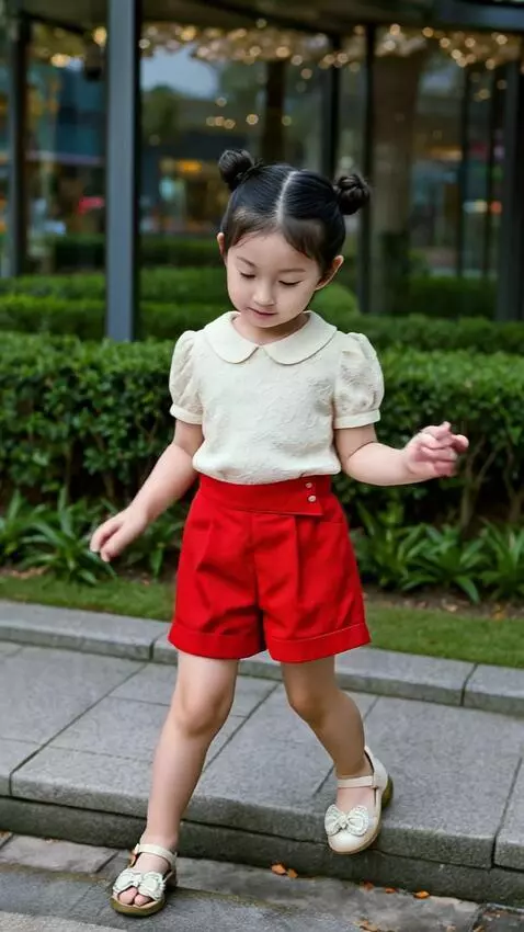 AI Video from prompt: Anak tersebut berjalan sambil bergaya imut dan l