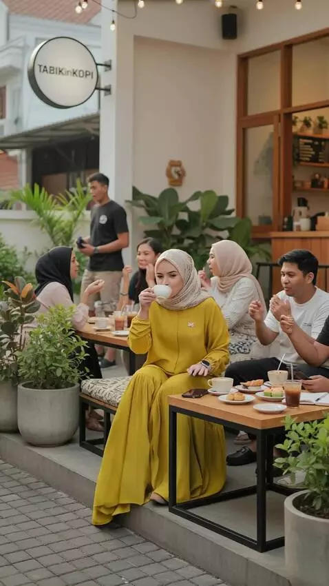 AI Video from prompt: drink, smile, walk forward.