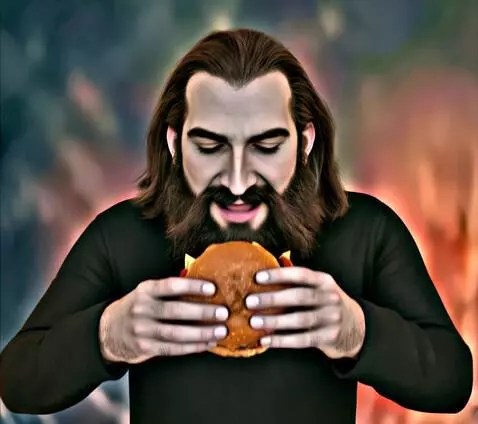 AI Video from prompt: A man eats a burger