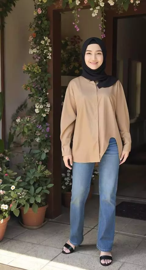 AI Video from prompt: model tersenyum dan berpose seperti seorang mode