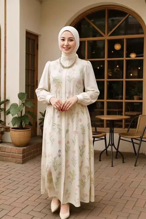 AI Video from prompt: wanita Ini berjalan kearah kamera dengan terseny