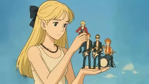 AI Video from prompt: Девушка прячет миниатюрных живых рок-музыкантов 