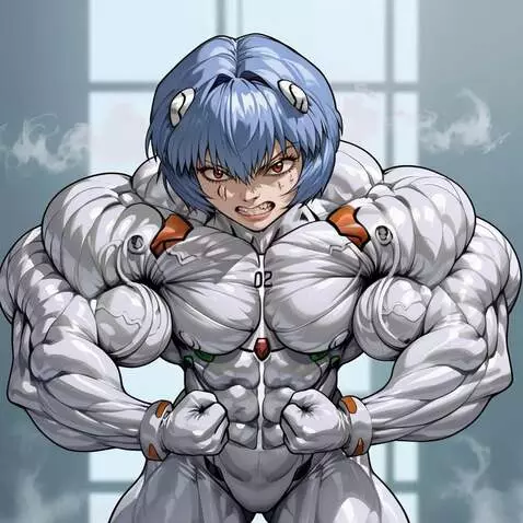 AI Video from prompt: Anime bodybuilder, leaning forward flexing muscl