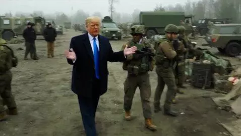 AI Video from prompt: Donald Trump advising soldiers before going to t
