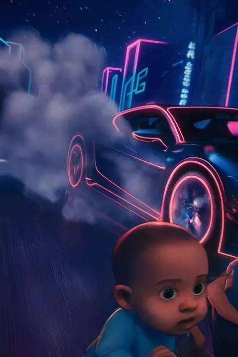 AI Video from prompt: Render a video of a baby and girl running from a