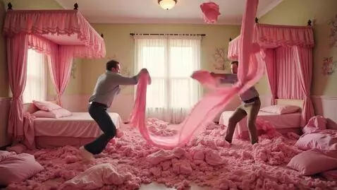 AI Video from prompt: Sheets of pink gingham fabric, layered with ruff