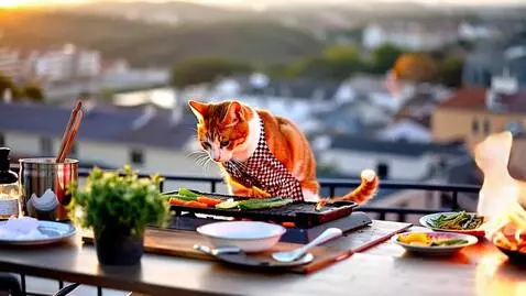 AI Video from prompt: A realistic video scene set in a rooftop terrace