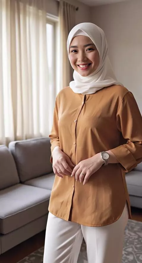 AI Video from prompt: model tersenyum dan berpose seperti seorang mode