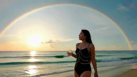 AI Video from prompt: A stunning young woman in a sexy, minimal stands