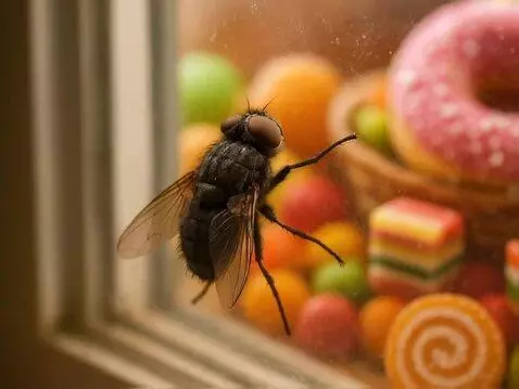 AI Video from prompt: Муха ползает по стеклу