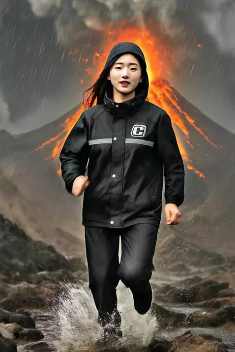 AI Video from prompt: wanita ini berlari dan dibawah hujan yang deras 