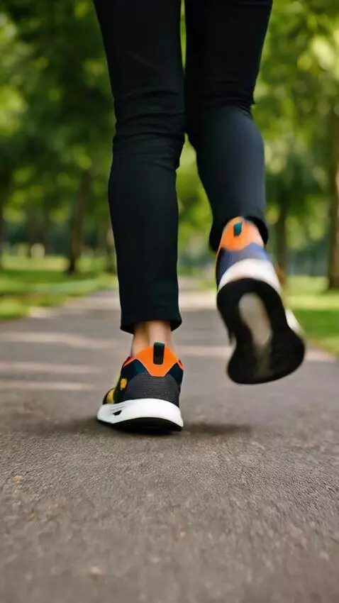 AI Video from prompt: feet running towards the camera, the camera foll