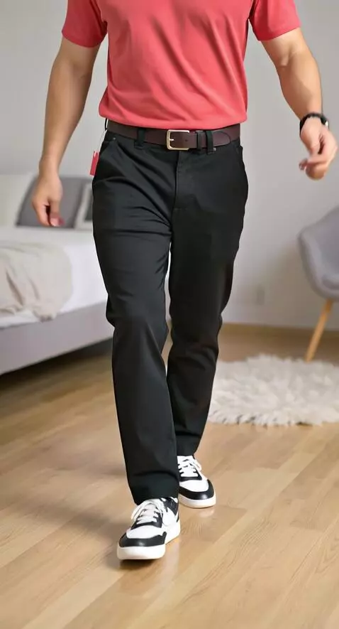 AI Video from prompt: Model tersebut berjalan maju konsisten ke depan 