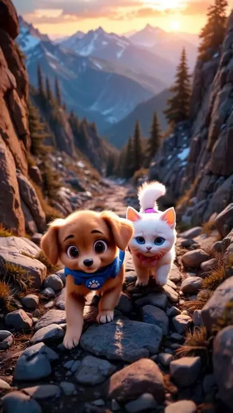 AI Video from prompt: Camera: positioned above Milo and Luna, tracking