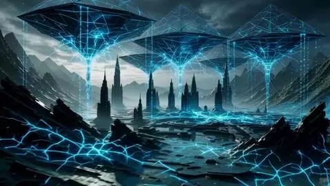 AI Video from prompt: Depiction the year 3039 after the collapse and r