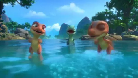 AI Video from prompt: Tiny velociraptors with cute huge eyes and happy