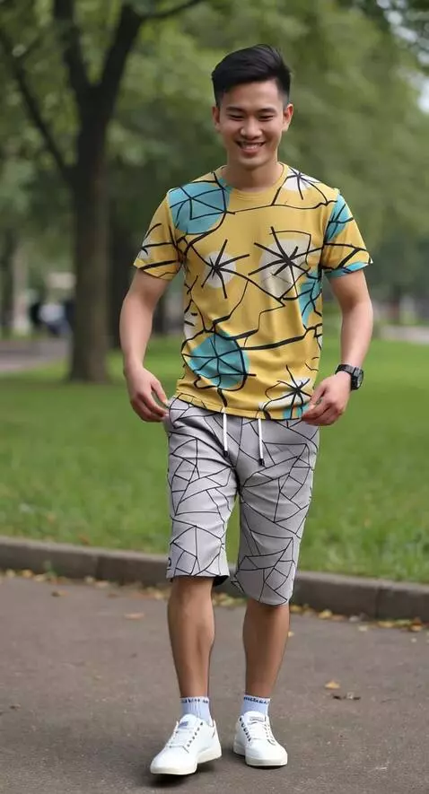 AI Video from prompt: model tersenyum dan berjalan pelan seperti seora