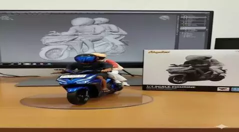 AI Video from prompt: Sepasang tangan mengambil action figure motor da