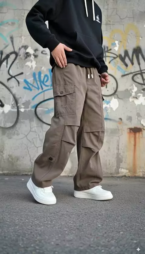 AI Video from prompt: Model tersebut mempromosikan celana yang di paka