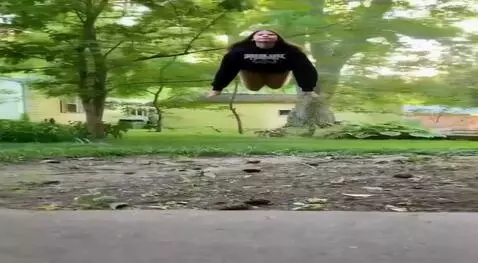 AI Video from prompt: teenage girl flying up and out of frame with the