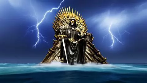 AI Video from prompt: High above storm clouds boiling with lightning s