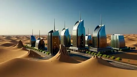 AI Video from prompt: Пустыня, прямо из песка появляется город